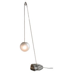 Beacon of Light D50 Glass Ball Sculptural Natural Stone Pendant Floor Lamp