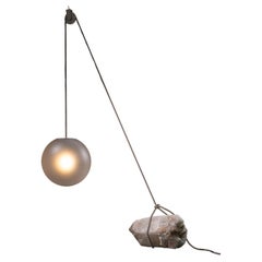 Beacon of Light Unique Madagascar Quartz D50 Glass Sculptural Pendant Floor Lamp