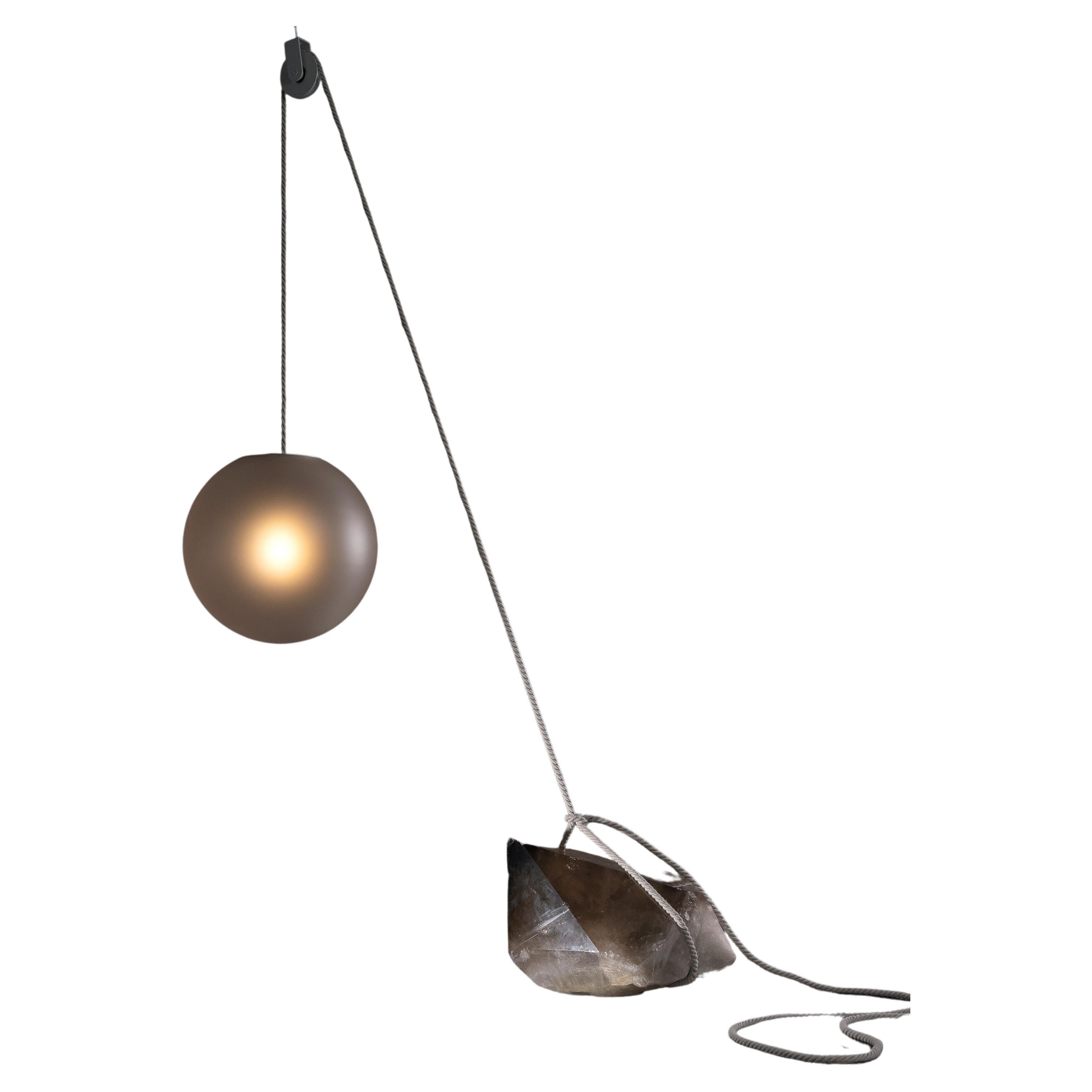 Dutch Beacon of Light Smoky Quartz D50 Glass Sculptural Pendant Floor Lamp