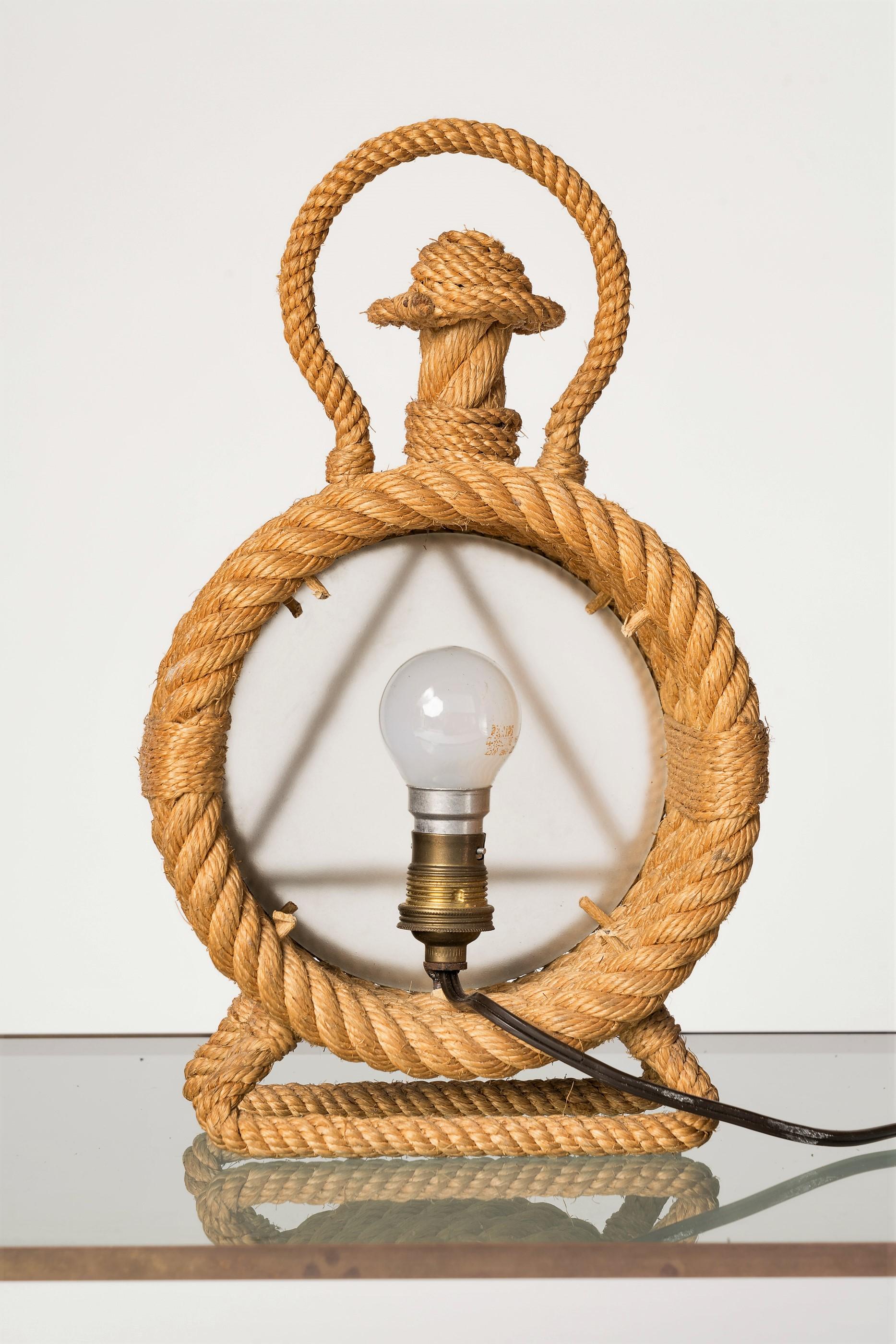 French Beacon Shaped Rope Table Lamp by Audoux & Minnet, France, 1960's For Sale