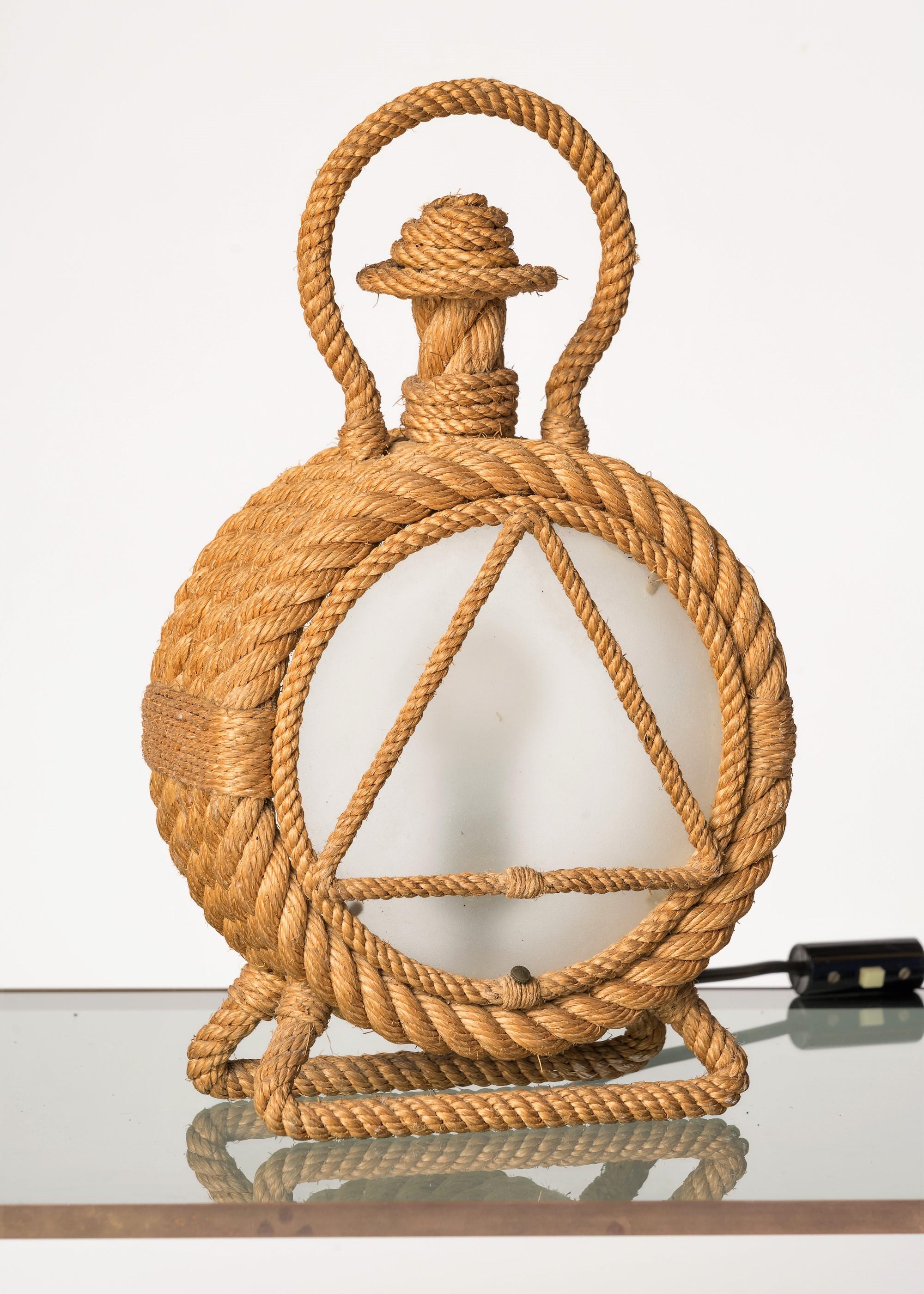 Mid-20th Century Beacon Shaped Rope Table Lamp by Audoux & Minnet, France, 1960's For Sale