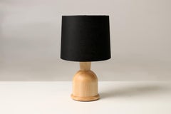 Beacon Small Table Lamp with Maple Body and Black Linen Shade by Studio Dunn