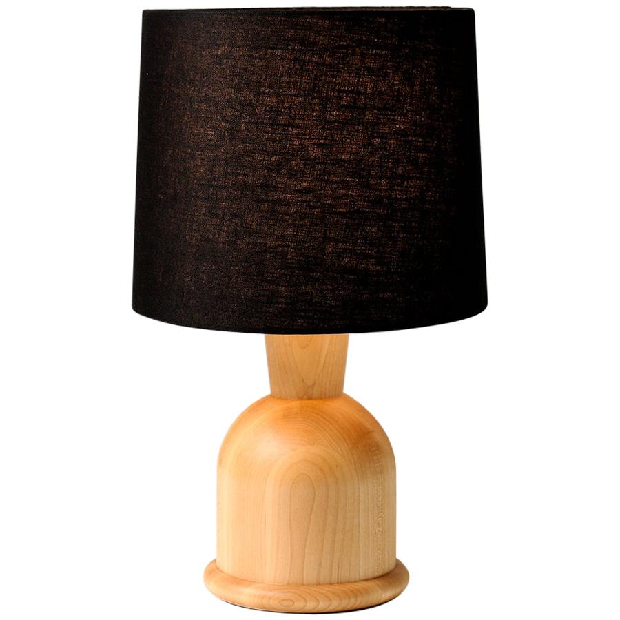 Beacon Small Table Lamp with Maple Body and Black Linen Shade by Studio Dunn