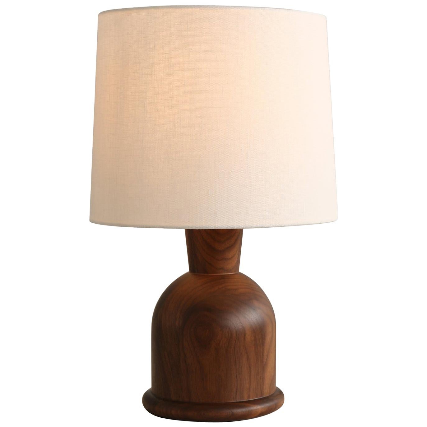 Beacon Small Table Lamp with Walnut Body and Linen Shade by Studio Dunn