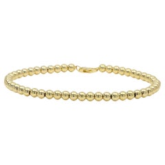 Pulsera de cadena de bolas hecha en Italia Cuentas de oro amarillo de 14 quilates de 4 mm