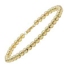 Bracelet à boules de perles en or jaune 14 carats fabriqué en Italie, 5 mm