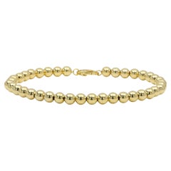 Pulsera de cadena de bolas de abalorios Made in Italy 14 Karat Yellow Gold Beads 5mm