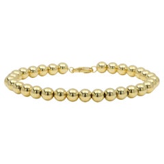Pulsera de cadena de bolas hecha en Italia Cuentas de oro amarillo de 14 quilates de 6 mm