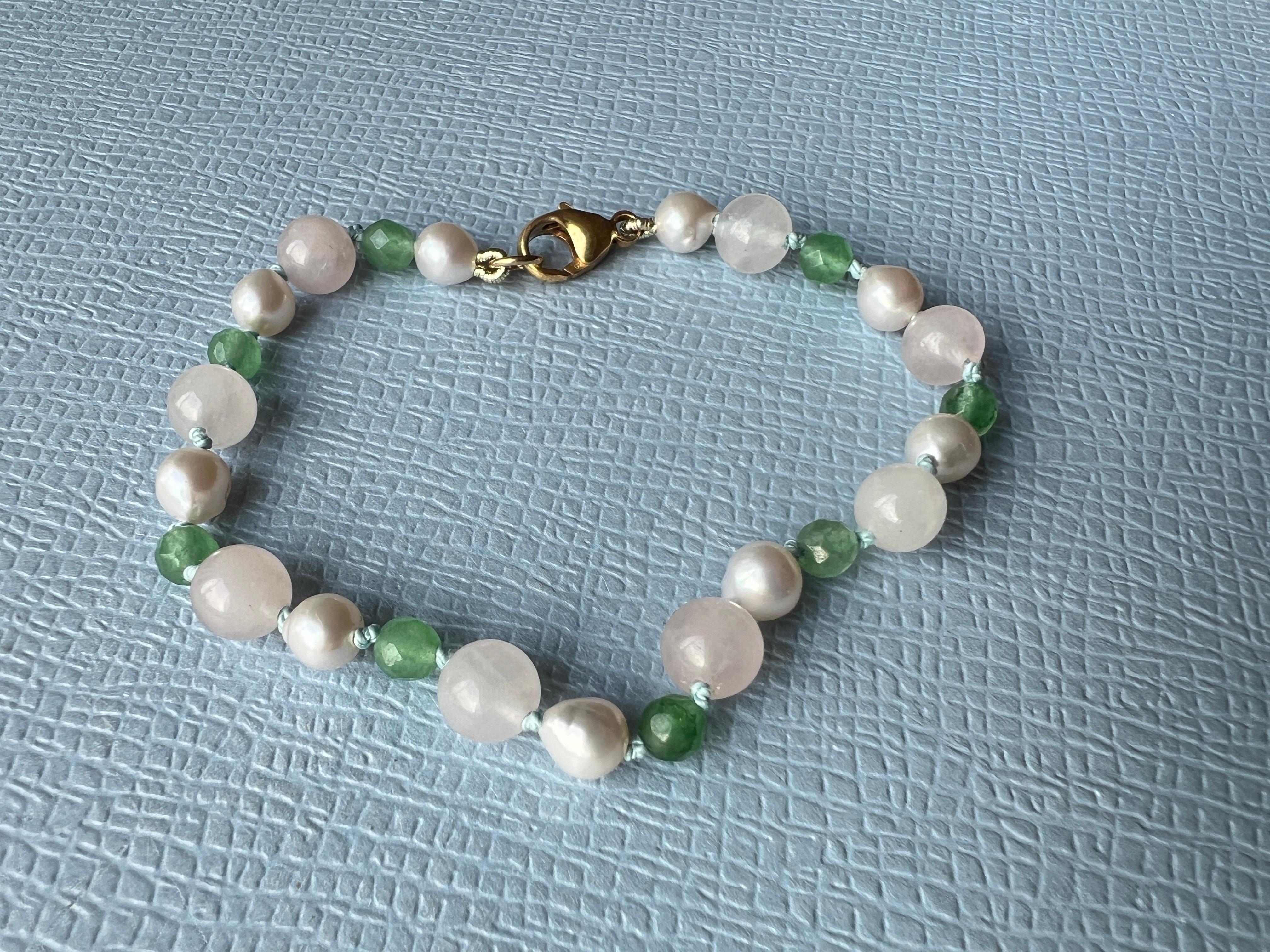 Pulsera de cuentas Perla Cuarzo rosa Crisofrasa en venta 3