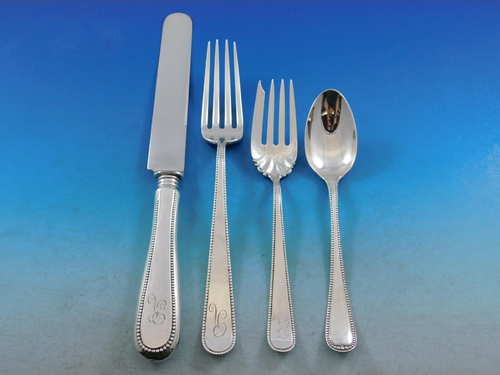 Stunning Bead by Davis & Galt Sterling Silver Flatware - 38 piece set. This set includes:

6 Dinner size knives, 9 7/8