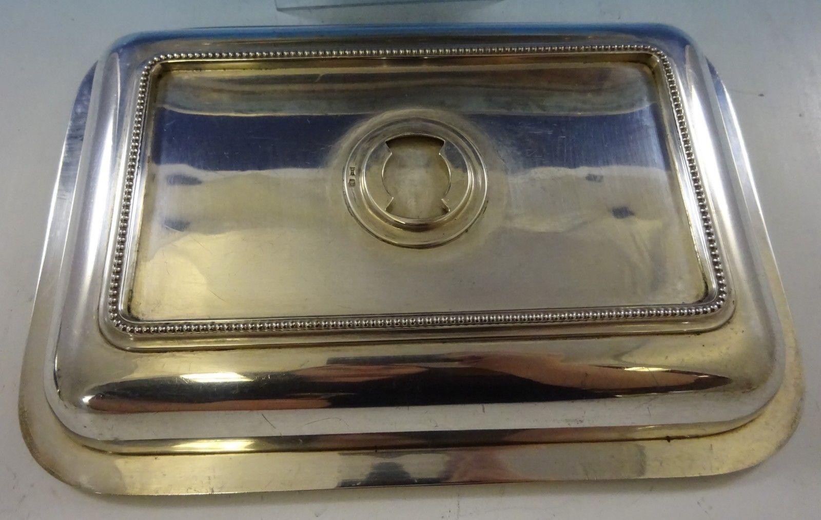 Bead by Walker & Hall Sterling Silver Covered Vegetable Dish and Extra Cover In Excellent Condition In Big Bend, WI