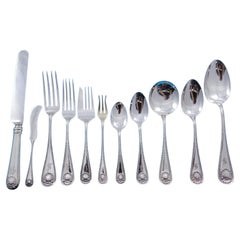 Used Bead by Whiting Sterling Silver Flatware Set for 8 Service 110 pcs Dinner