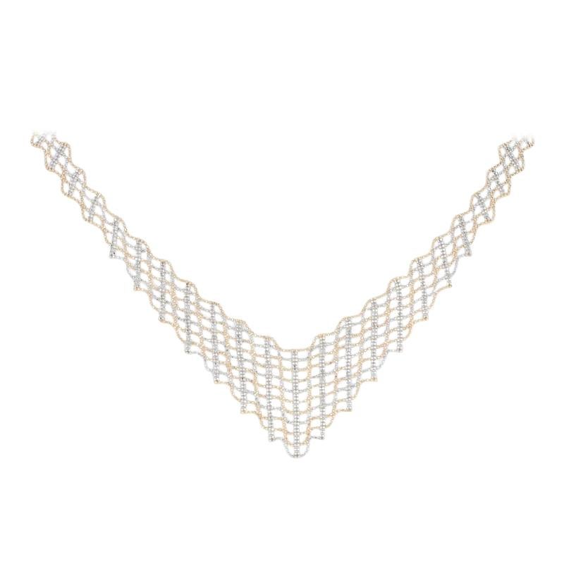 Bead Chain Choker Necklace, 14 Karat Yellow Gold Woven Lace Pattern