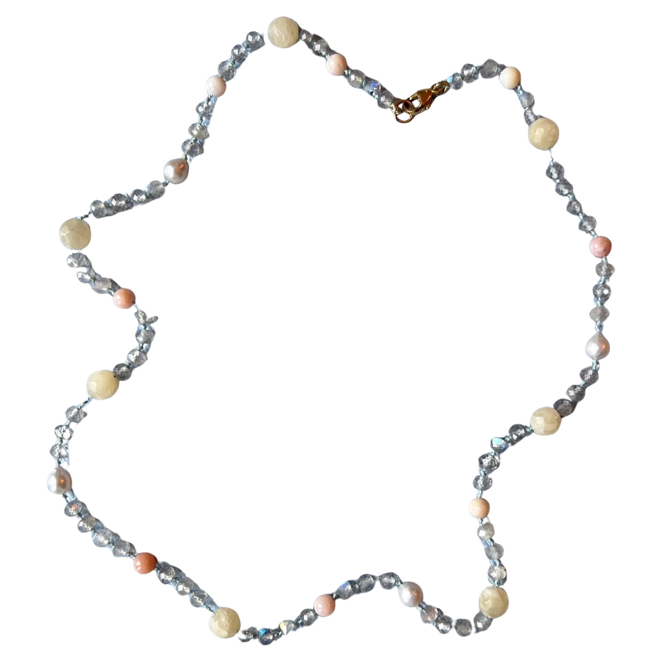 Pink Opal Bead Choker Necklace