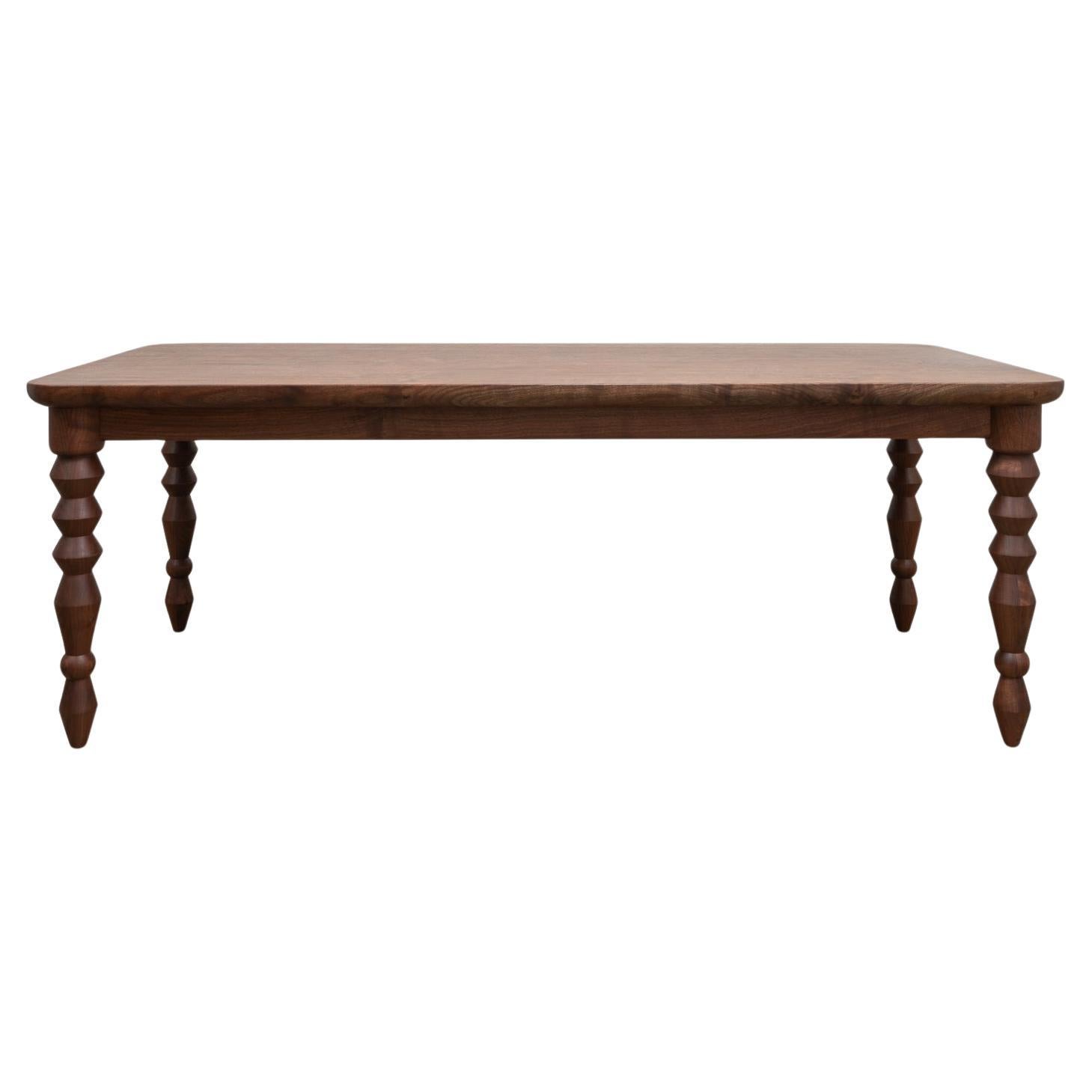 Tavolo da pranzo "Bead Legs Lite" - Tavolo da pranzo moderno artigianale in noce nero