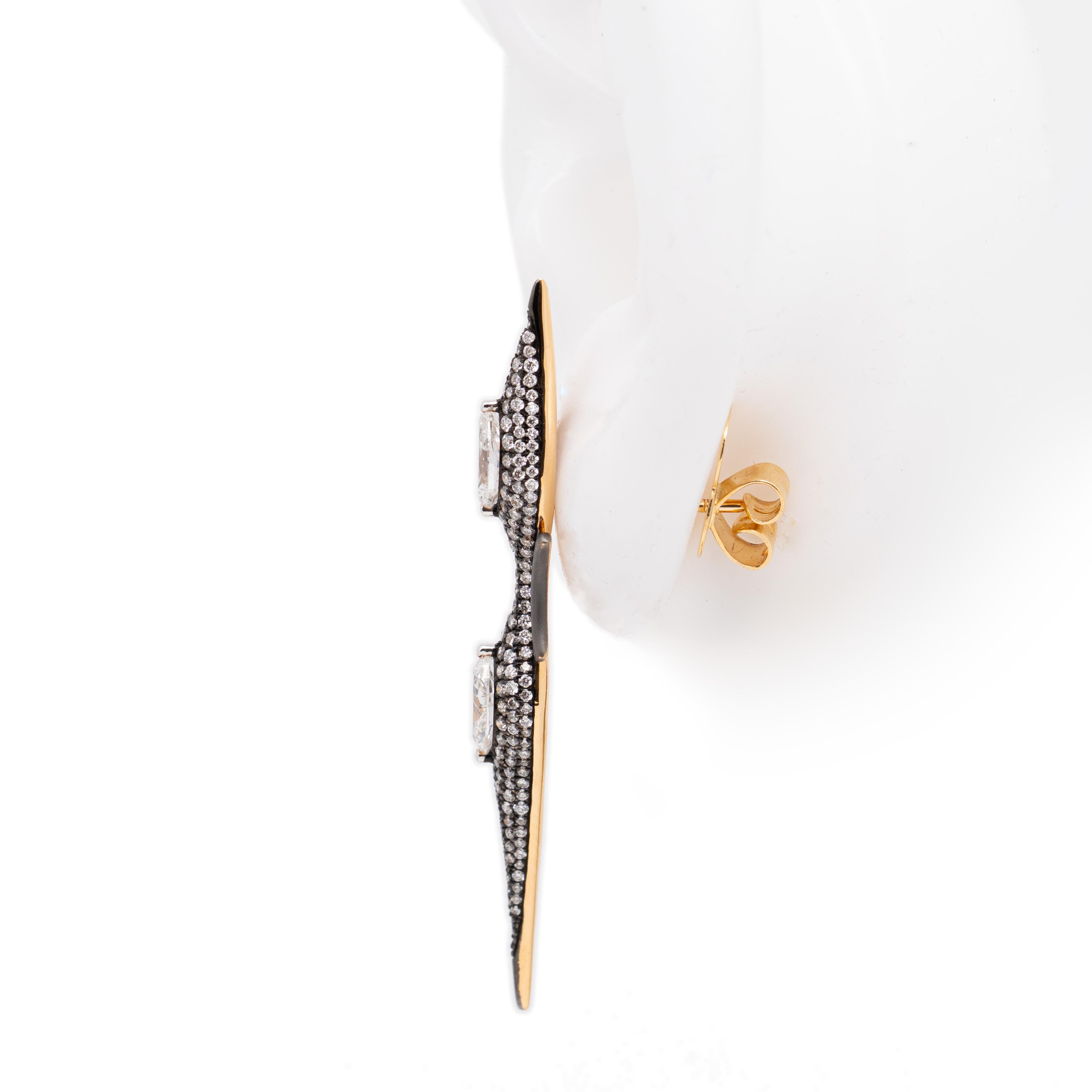 Pendientes de diamantes Bead Lightning, oro rosa de 18 quilates, Austy Lee Corte mixto en venta