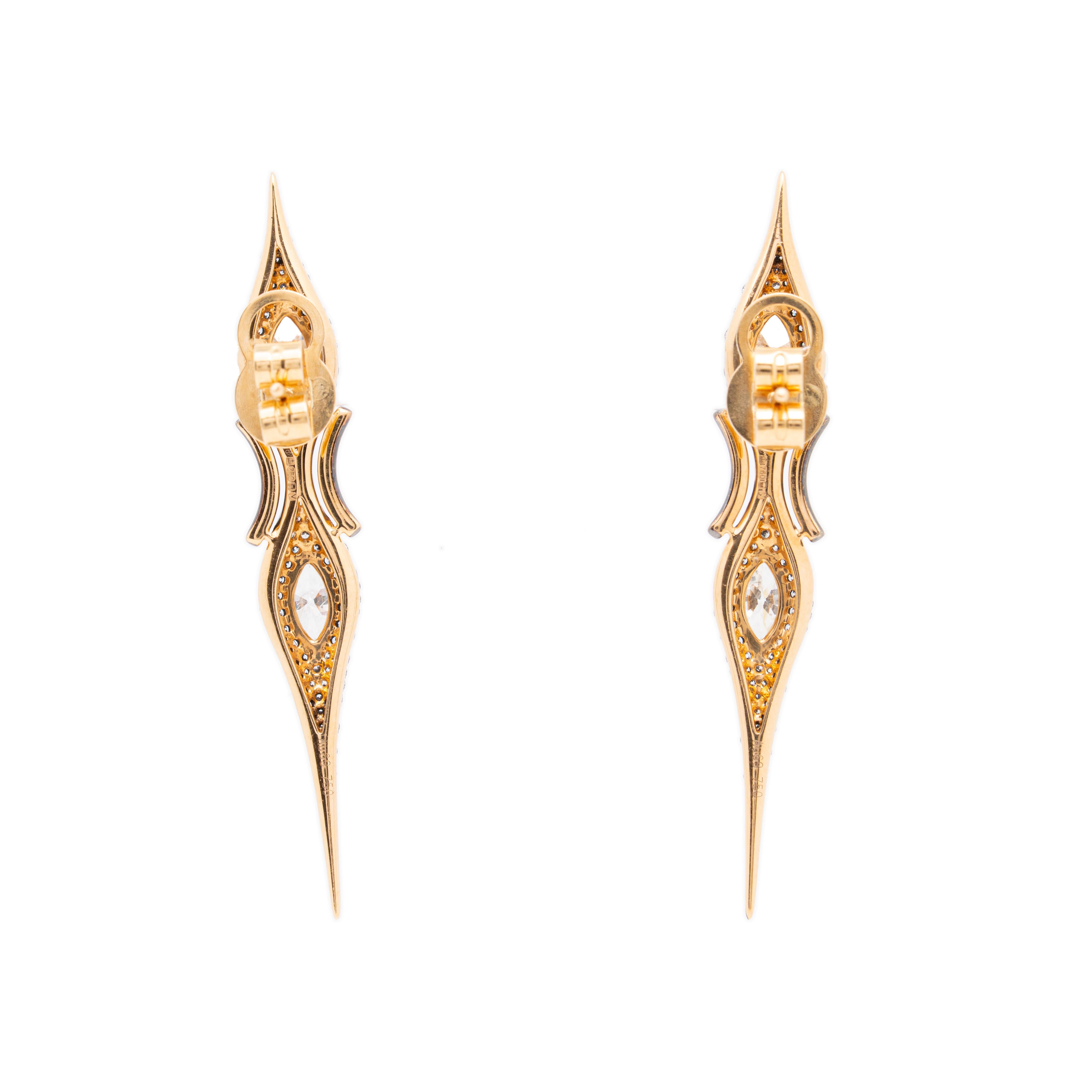 Pendientes de diamantes Bead Lightning, oro rosa de 18 quilates, Austy Lee en venta 1