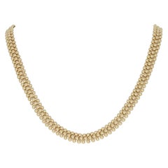 Bead Link Necklace, 14 Karat Yellow Gold Italy