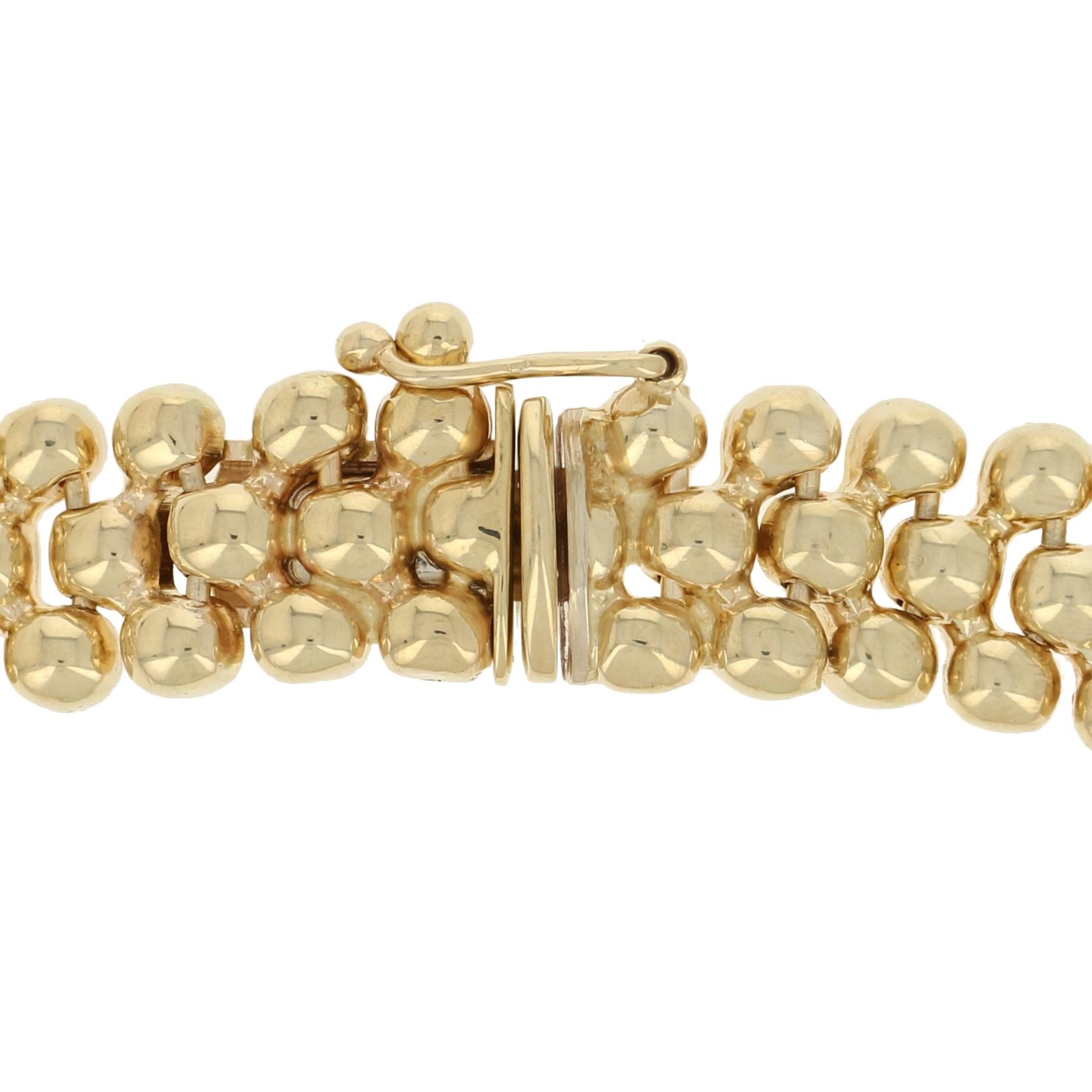 Women's Bead Link Necklace, 14 Karat Yellow Gold Italy