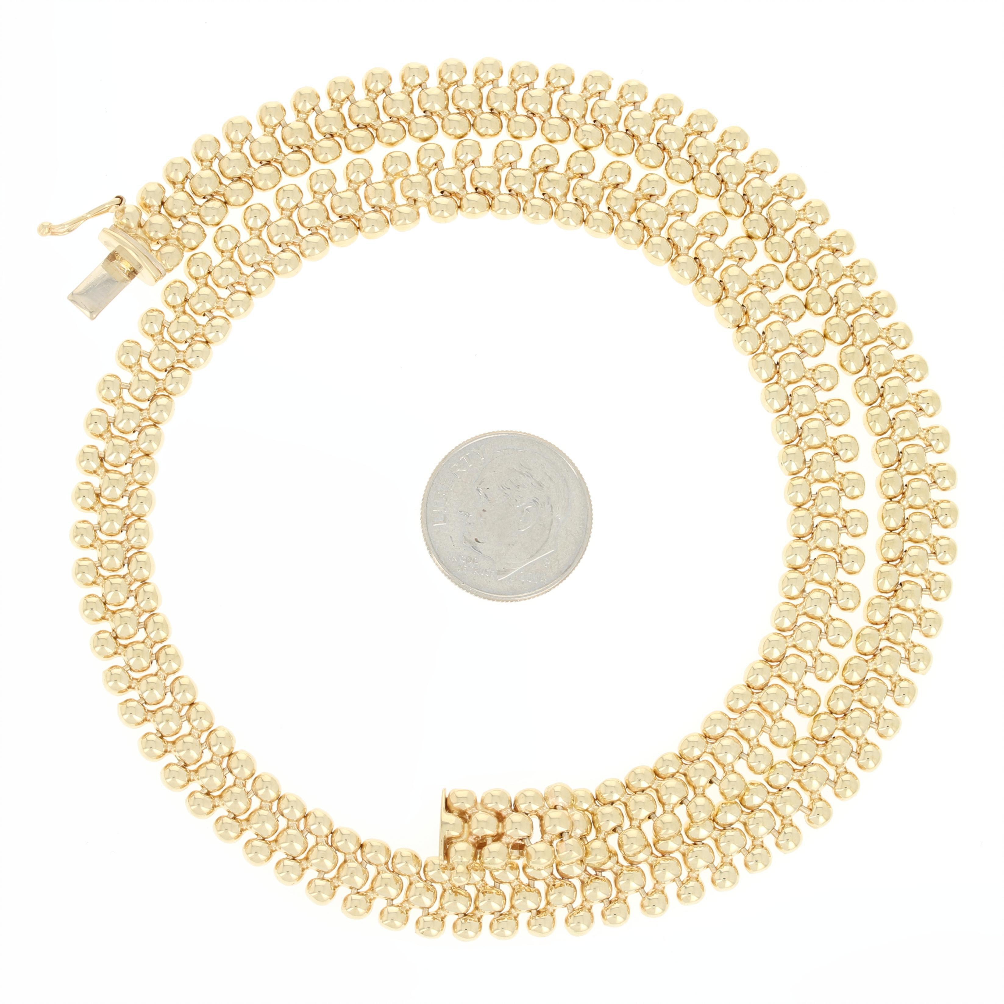 Bead Link Necklace, 14 Karat Yellow Gold Italy 2
