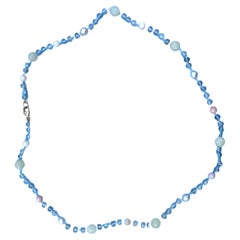 Bead Necklace Multi Gem Pearl Pink Opal Labradorite Yellow Calcite