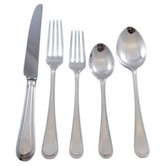 Juego de cubiertos de plata de ley Bead Round by Carrs Servicio de cena 40 piezas Inglaterra