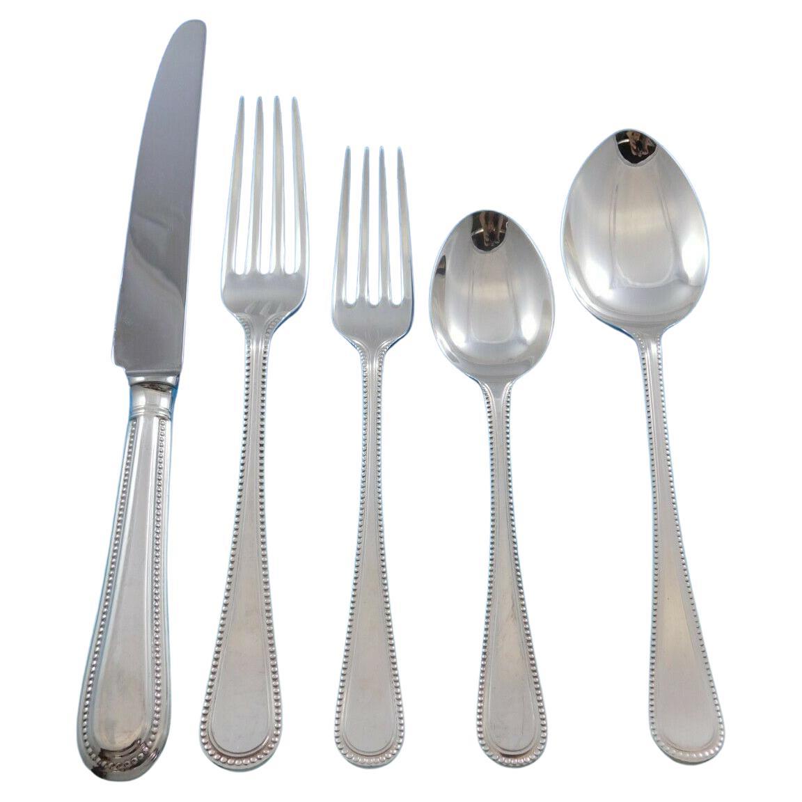 Bead Round by Carrs Sterling Silver Cutlery Set Dinner Service 87 pcs