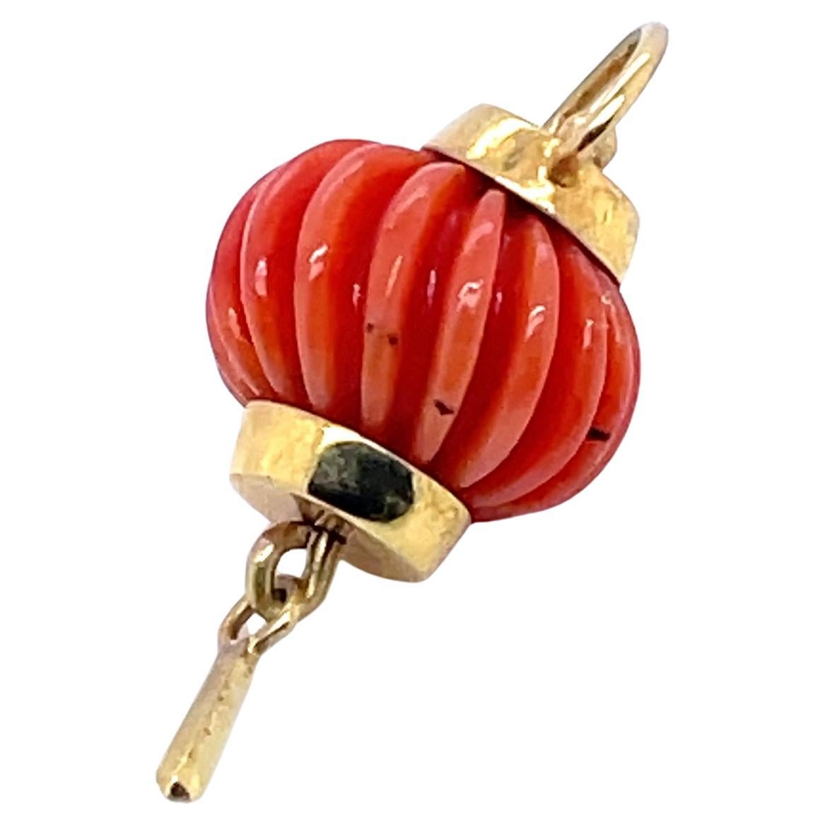 Perlenförmiger Korallen-Anhänger Cts 12.22 (Rosenschliff) im Angebot