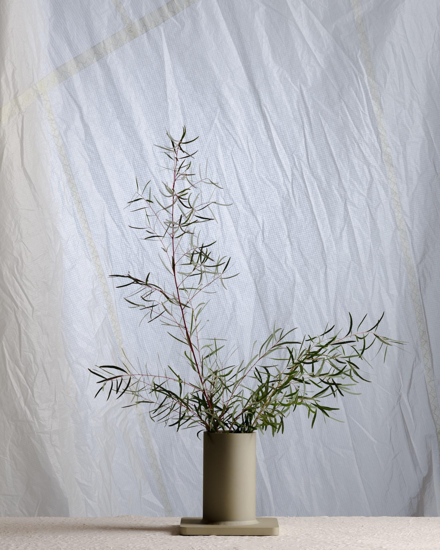 Minimalist Bead Vase 17H Soft Gold For Sale