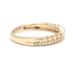 Beaded 2 Row Band Ring, 14k Yellow Gold, Ring Size 6
