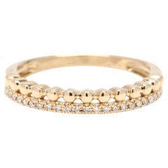 Beaded 2 Row Band Ring, 14k Gelbgold, Ringgröße 6