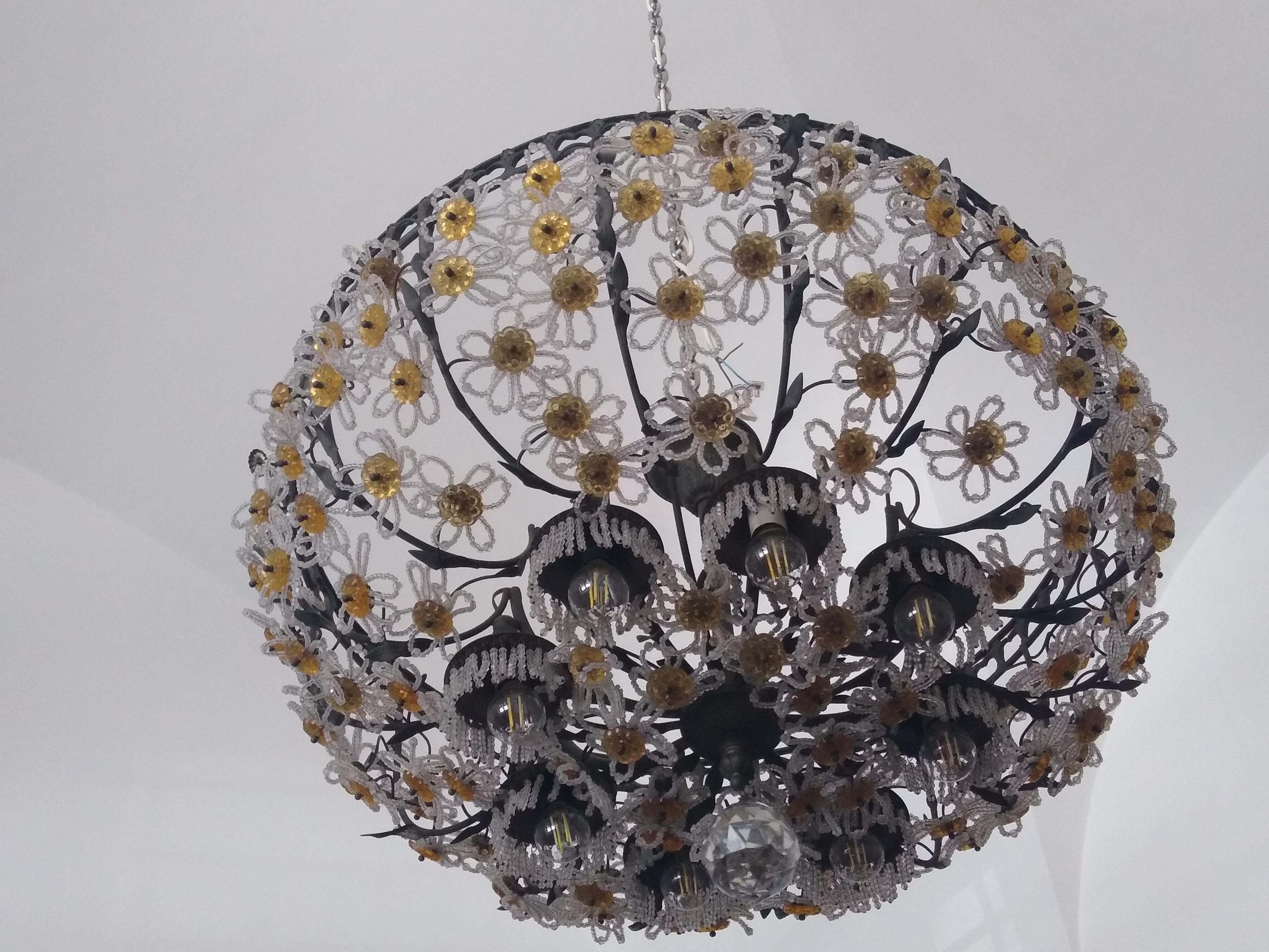 Empotrable de cristal ámbar, Italia Década de 1940 Latón en venta
