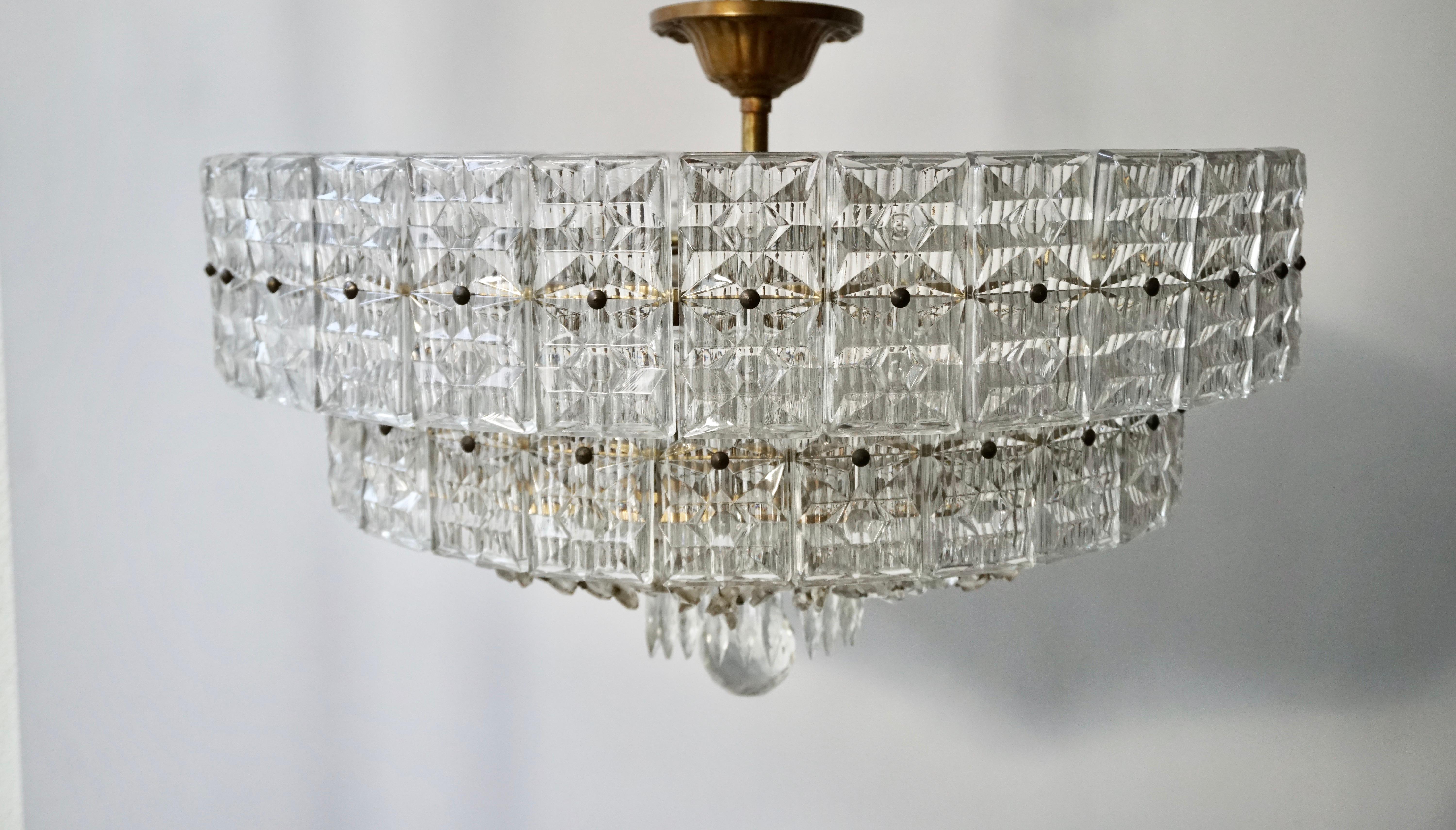Beaded Amethyst Crystal and Murano Glass Flush Mount In Good Condition In Antwerp, BE
