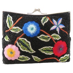 Beaded and Embroidery Clutch with Optional Chain Shoulder Strap 1980s