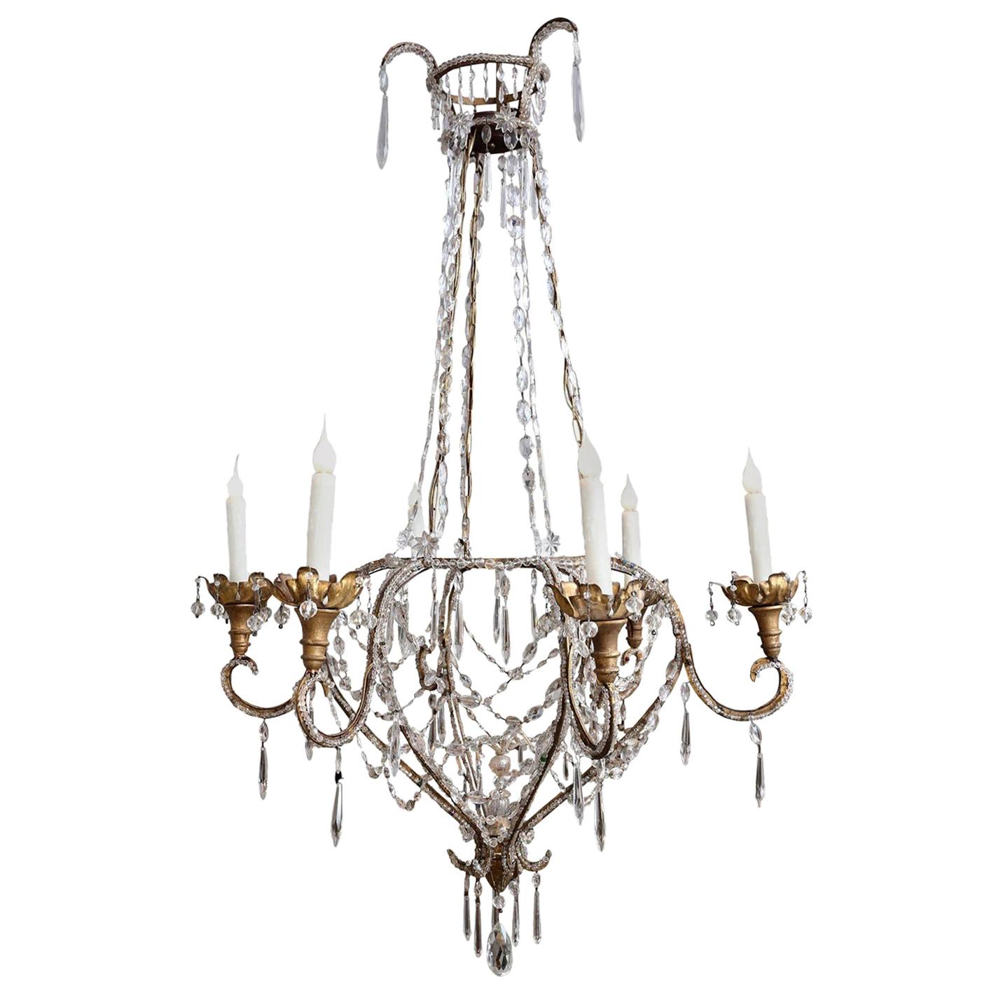Beaded and Gilt Iron Chandelier