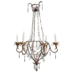 Antique Beaded and Gilt Iron Chandelier