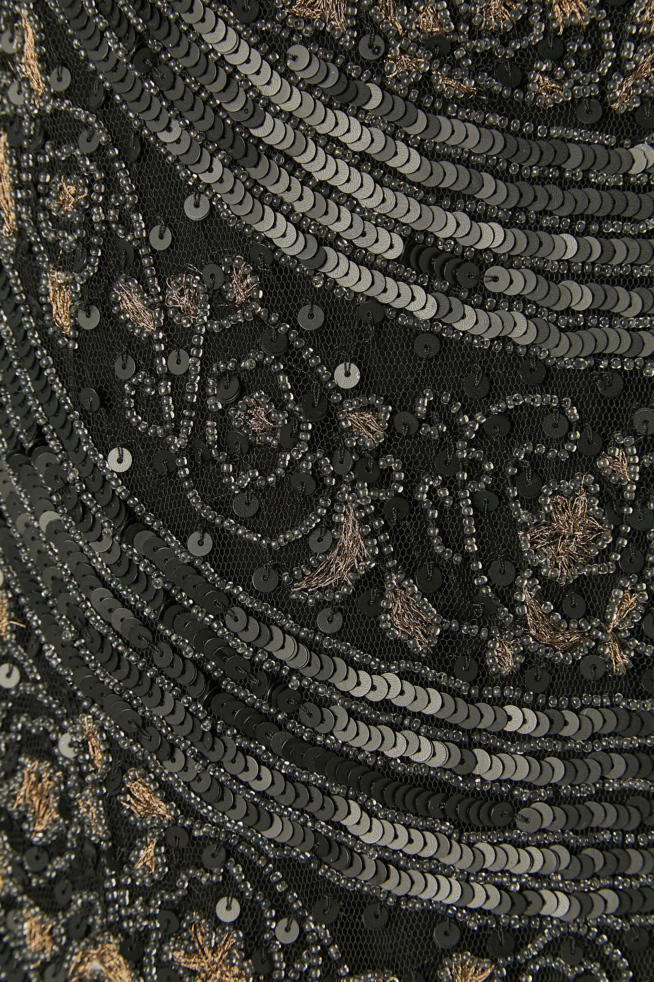 Black Beaded and sequin Flapper dress 1920's inspiration RL by Ralph Lauren For Sale