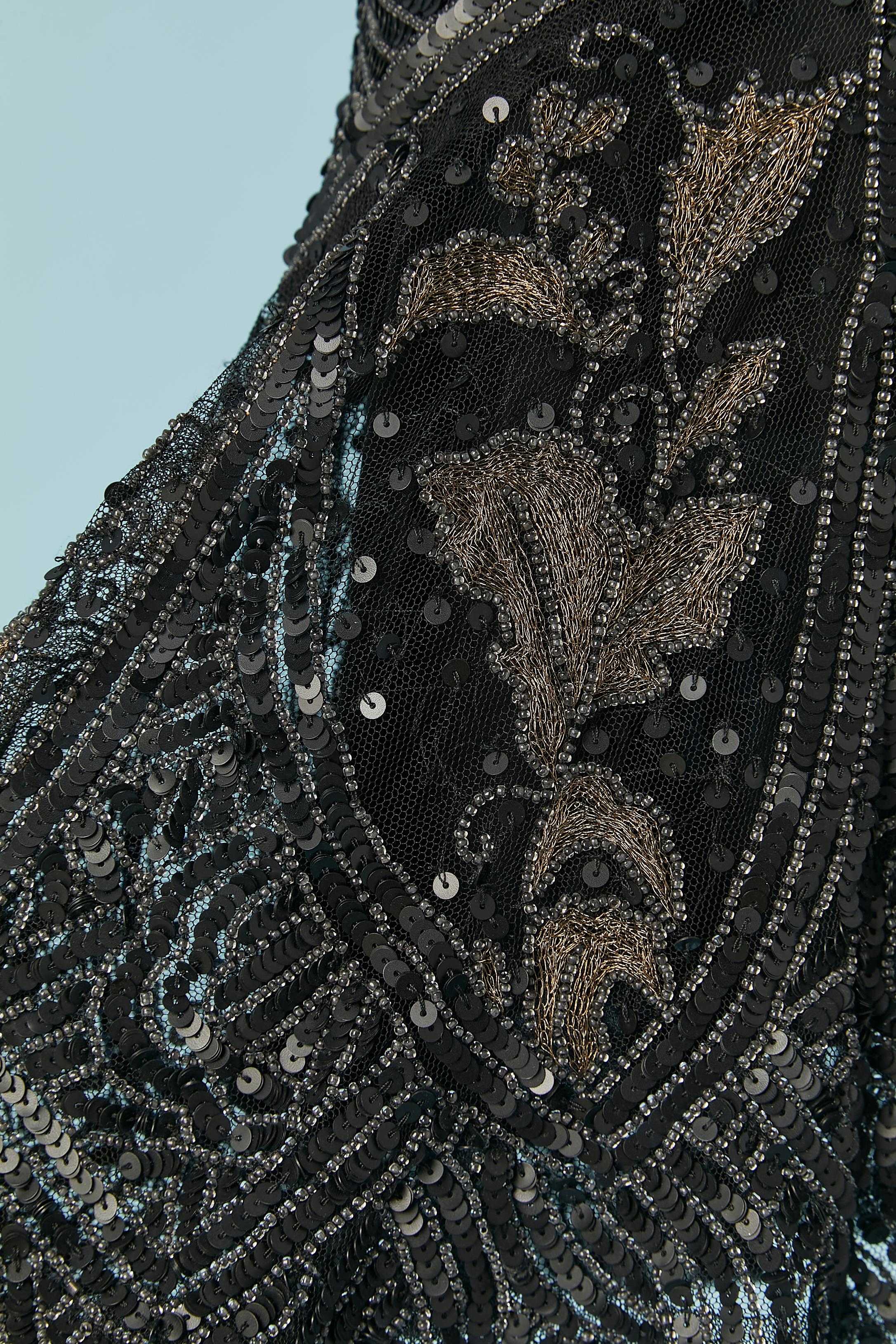 Beaded and sequin Flapper dress 1920's inspiration RL by Ralph Lauren In Excellent Condition For Sale In Saint-Ouen-Sur-Seine, FR