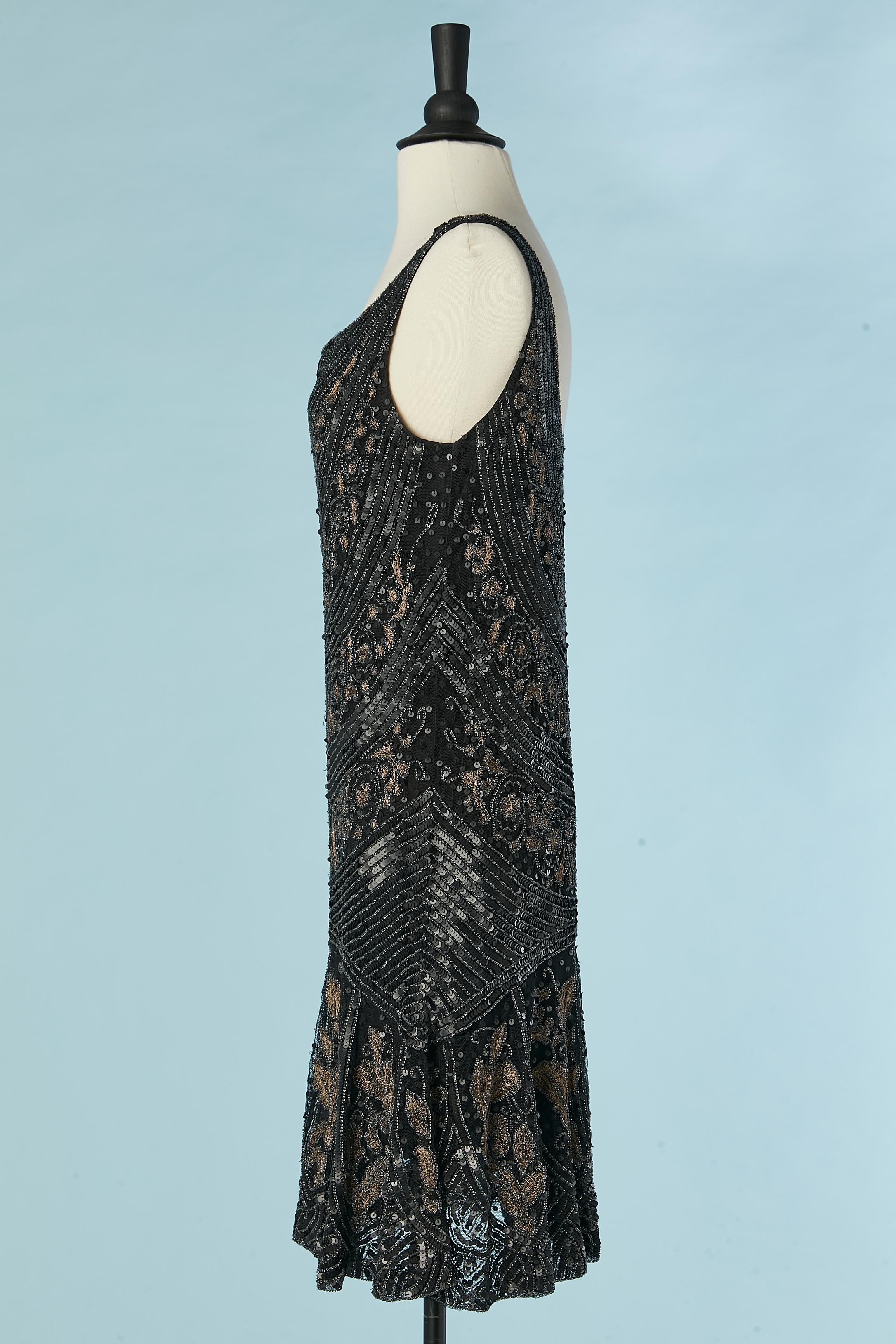 Women's Beaded and sequin Flapper dress 1920's inspiration RL by Ralph Lauren For Sale