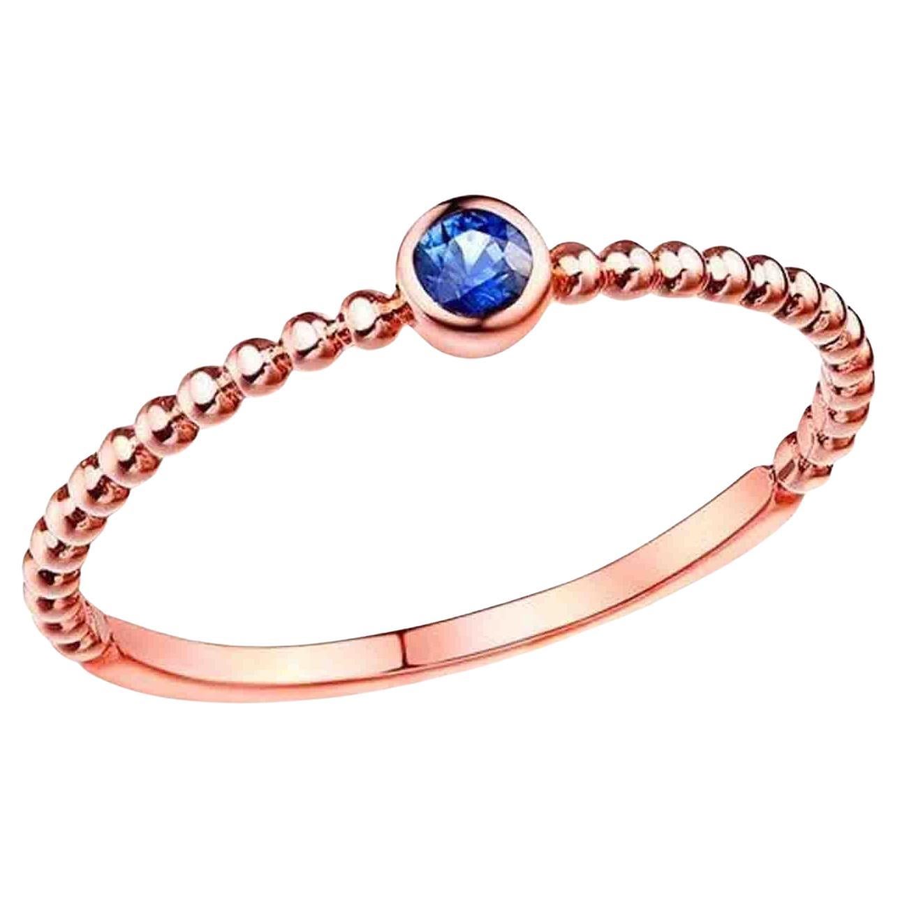 Perlenring 14K Roségold Ring mit rundem Saphir