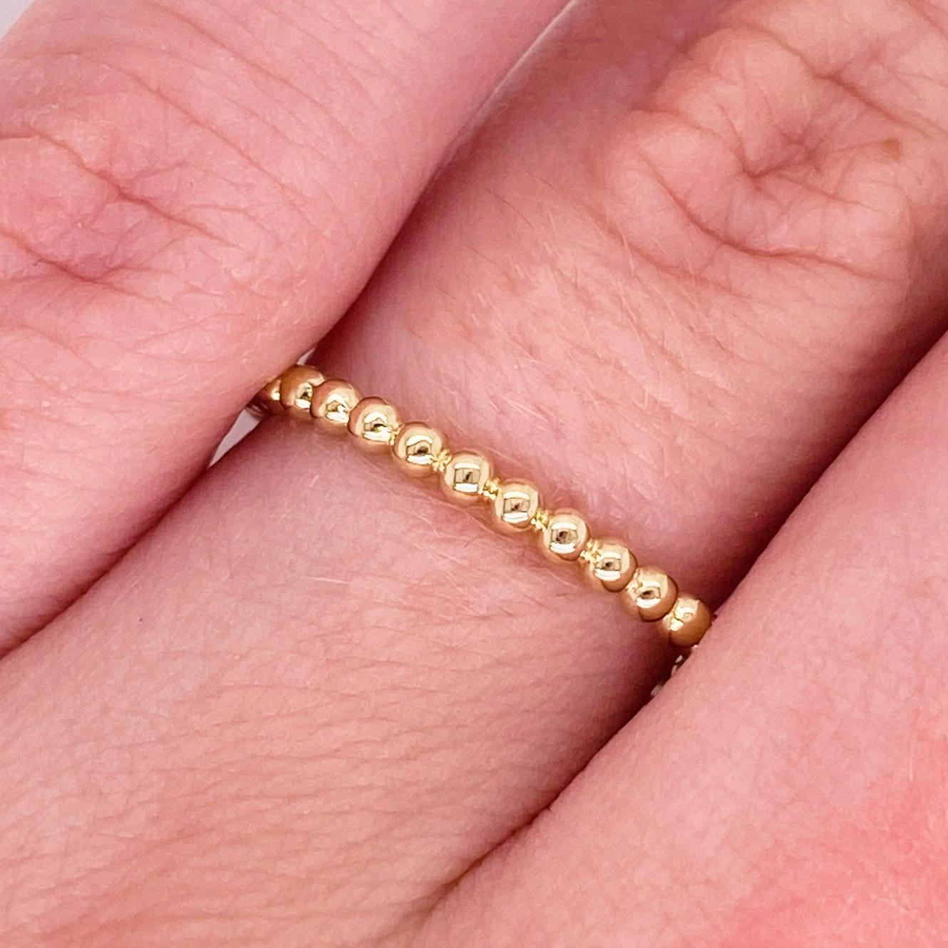 Beaded Band Stack 14k Yellow Gold Stackable Bead … - image 2