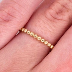 Beaded Band Stack 14K Yellow Gold Stackable Bead Texture Wedding LR51172