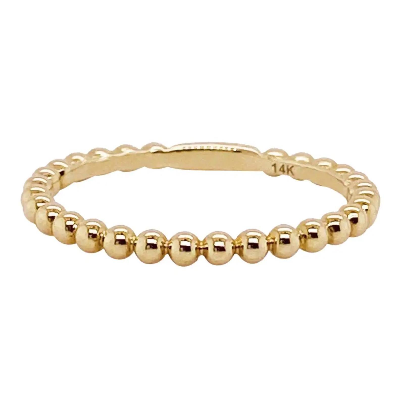 Beaded Band Stack 14k Yellow Gold Stackable Bead … - image 3