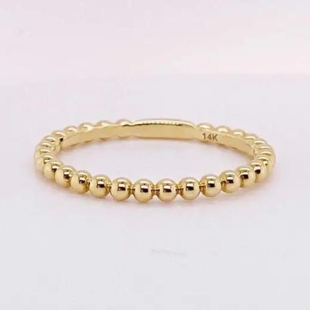 Beaded Band Stack 14k Yellow Gold Stackable Bead … - image 4