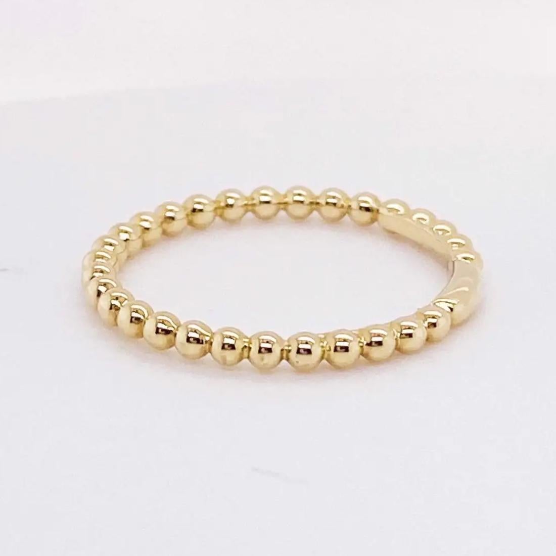 Beaded Band Stack 14k Yellow Gold Stackable Bead … - image 5