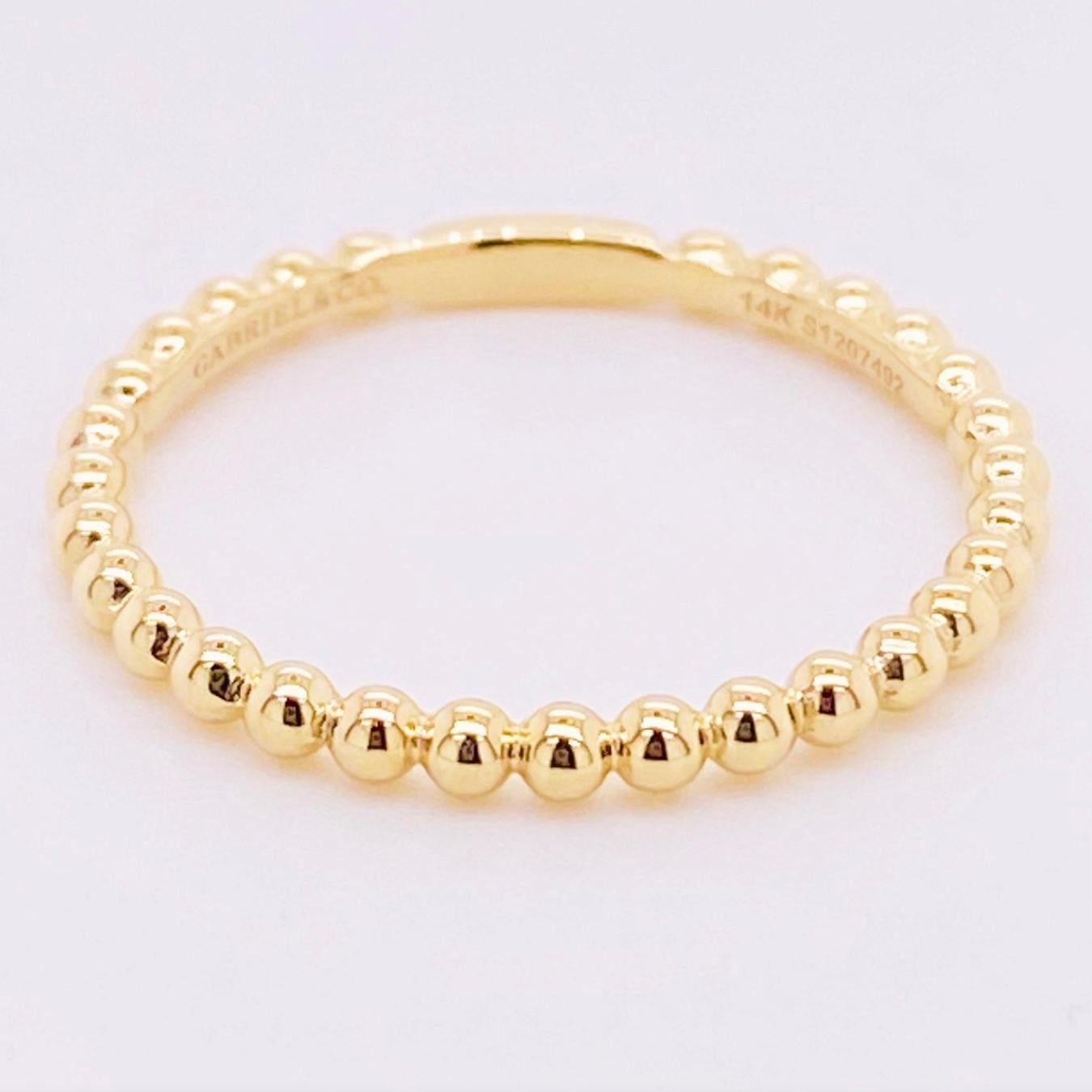 Beaded Band Stack 14k Yellow Gold Stackable Bead … - image 8
