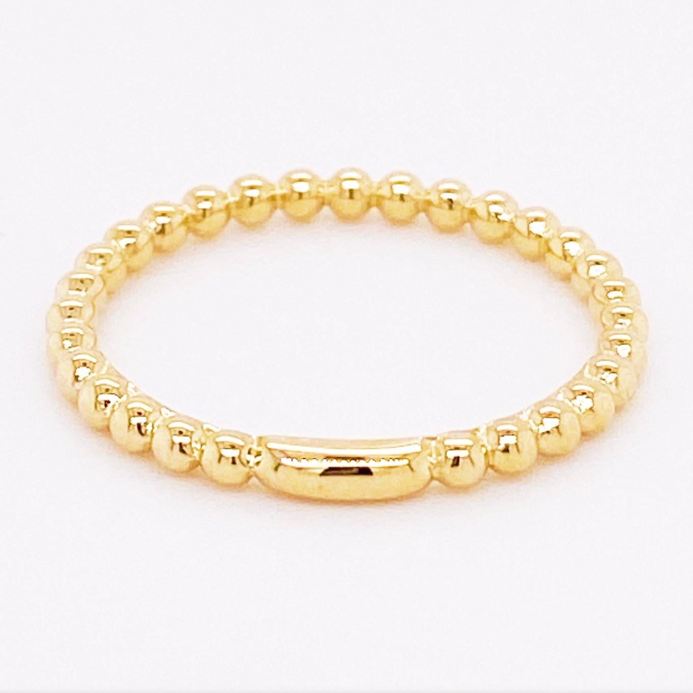 Beaded Band Stack 14k Yellow Gold Stackable Bead … - image 9