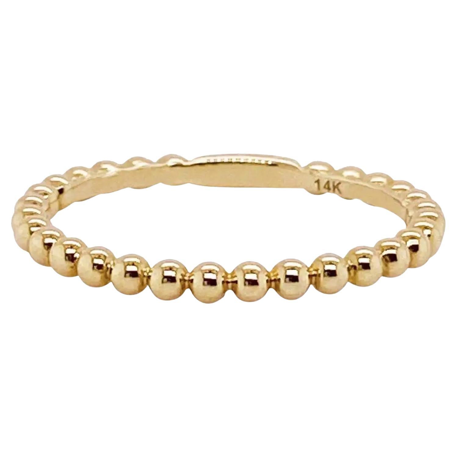 Beaded Band Stack 14k Yellow Gold Stackable Bead … - image 1