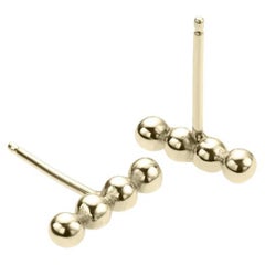 Charmed by a Cause Beaded Bar Stud Earrings Yellow Gold