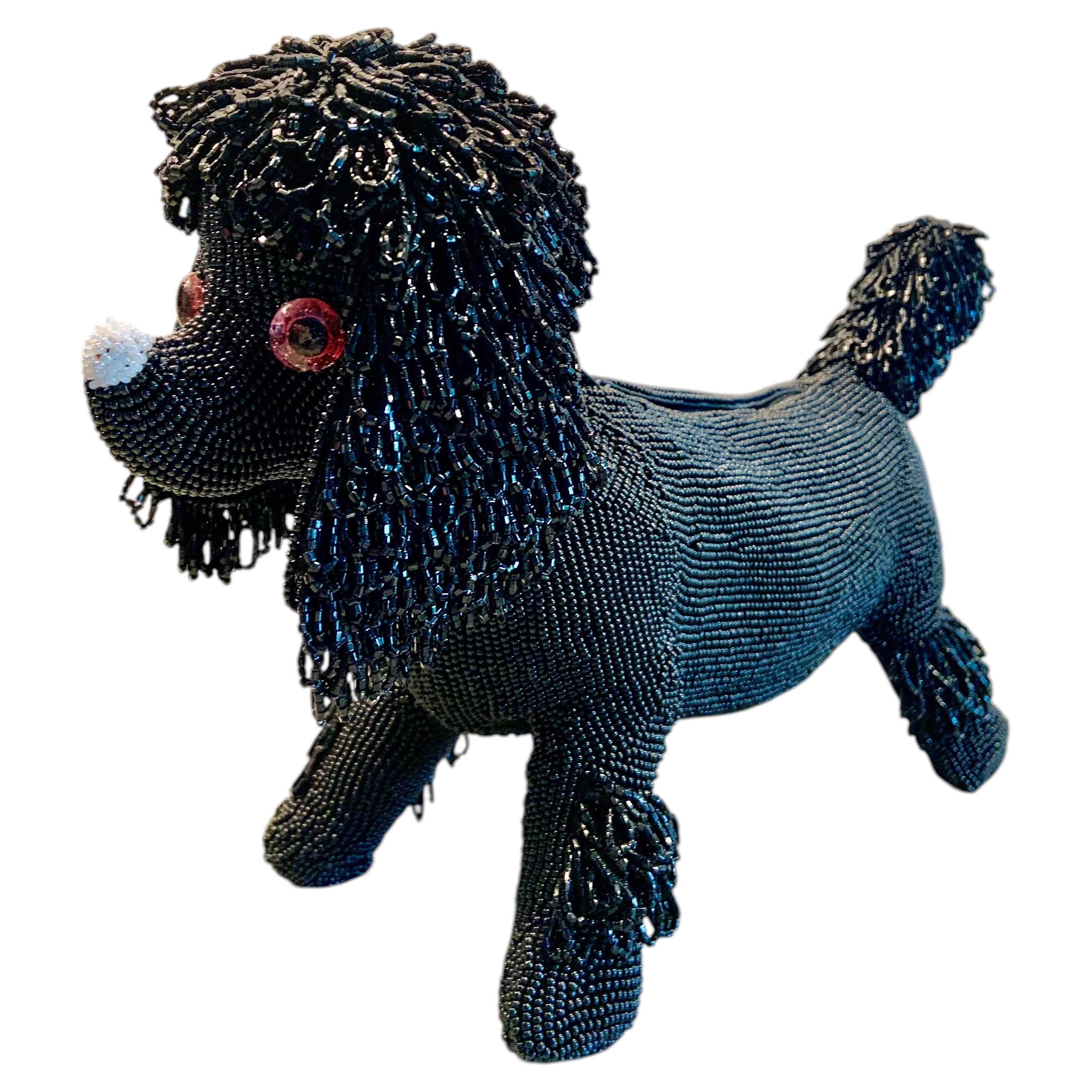 Beaded Black Poodle Purse Handmade in Japan by Walborg